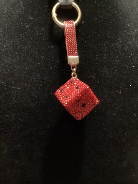 Red Crystal Dice Sparkling Bag/Key Charm